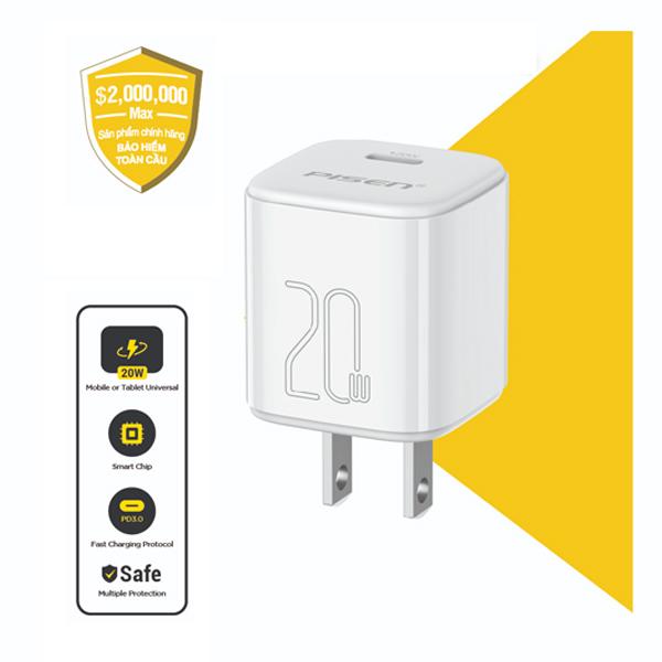 Củ sạc nhanh PISEN TINY QUICK PD 20W