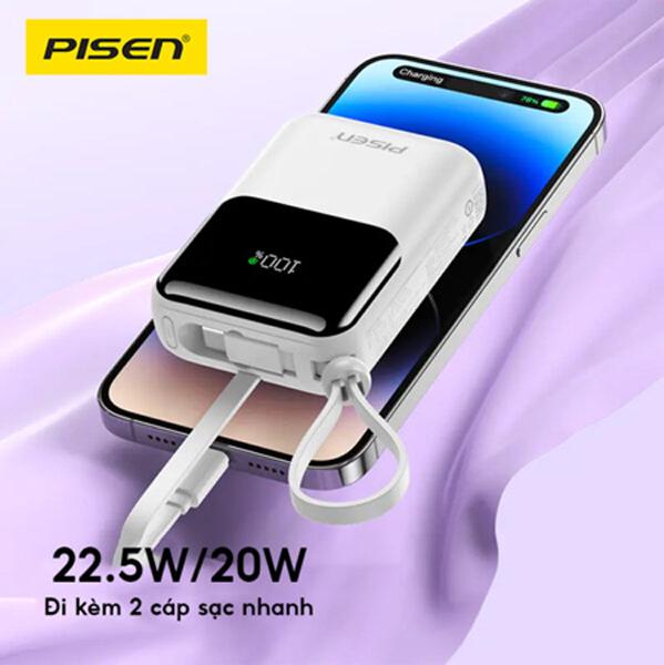 Pin Sạc Dự Phòng Pisen QUICK POWER Link Sunny D096 22.5W 10000mAh (Type-C & Lightning) 