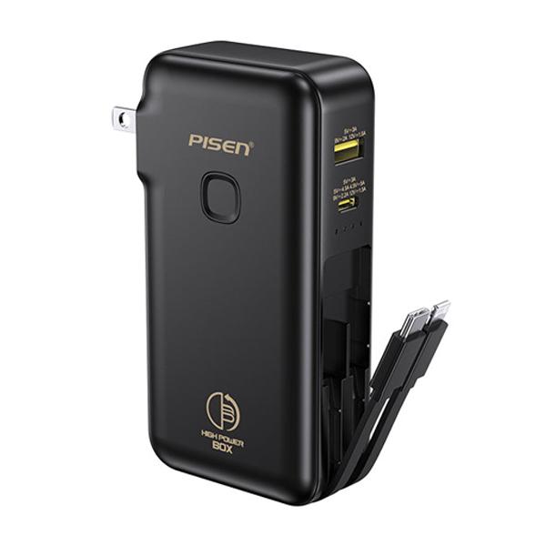Pin Sạc Dự Phòng kèm cáp PISEN QUICK High Power Box 22.5W 10000mAh