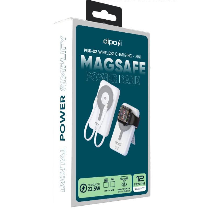 Pin Sạc Dự Phòng DIPOSI DiPow Magnetic 5in1 Digital Display Fast Charge 10000mAh 22.5W PGK-02 Chính Hãng