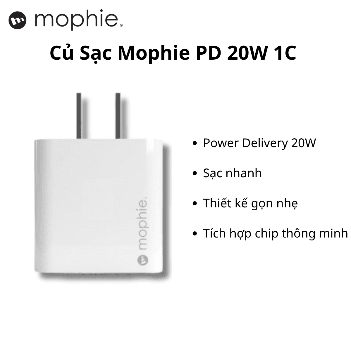Củ Sạc Mophie PD 20W 1C Chính Hãng