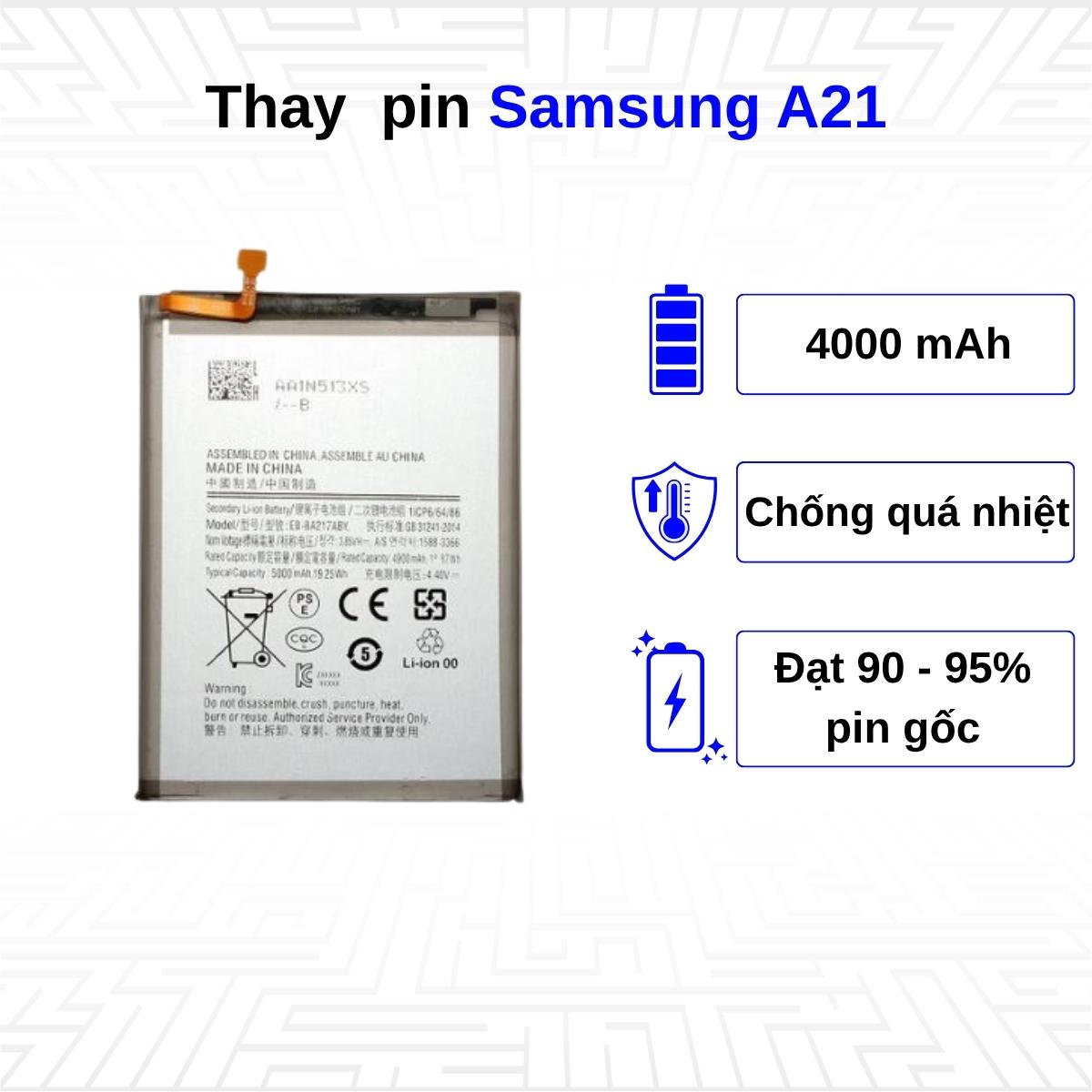 Thay pin điện thoại Samsung Galaxy A21