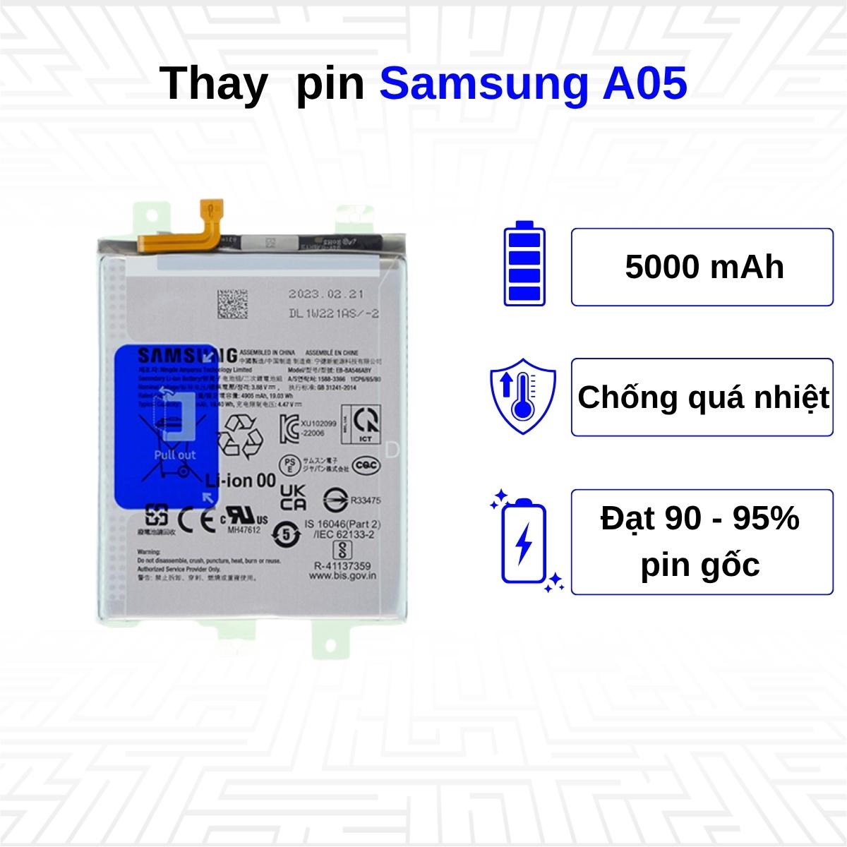 Thay pin điện thoại Samsung Galaxy A05