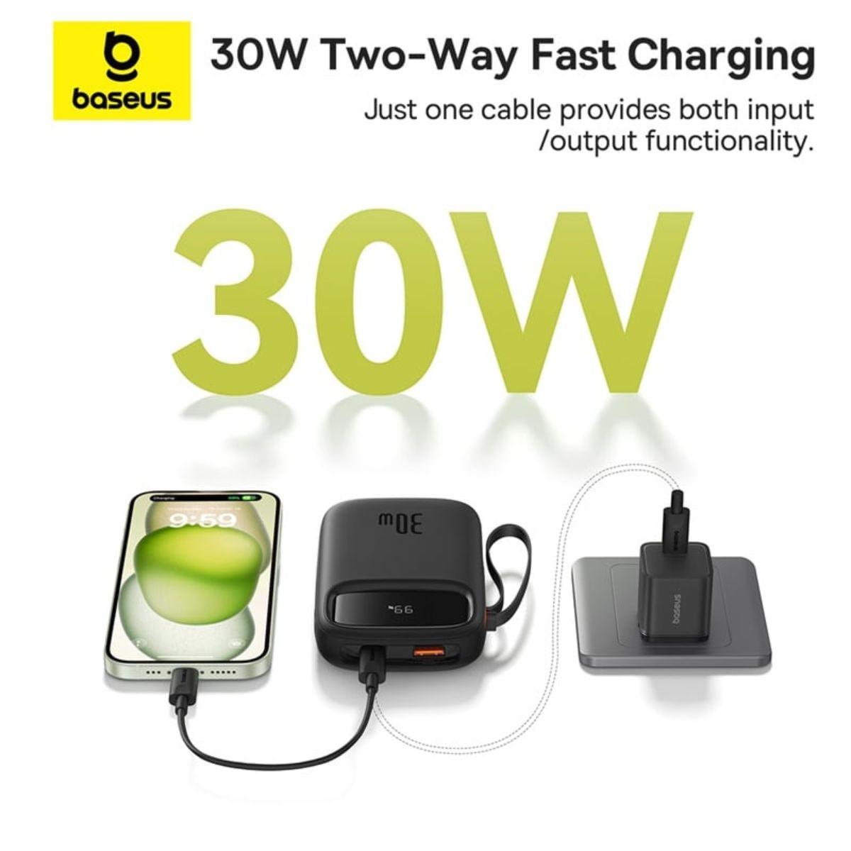 Pin sạc dự phòng Baseus Qpow2 màn hình số 20.000mAh 30W kèm 2 cáp Type-C