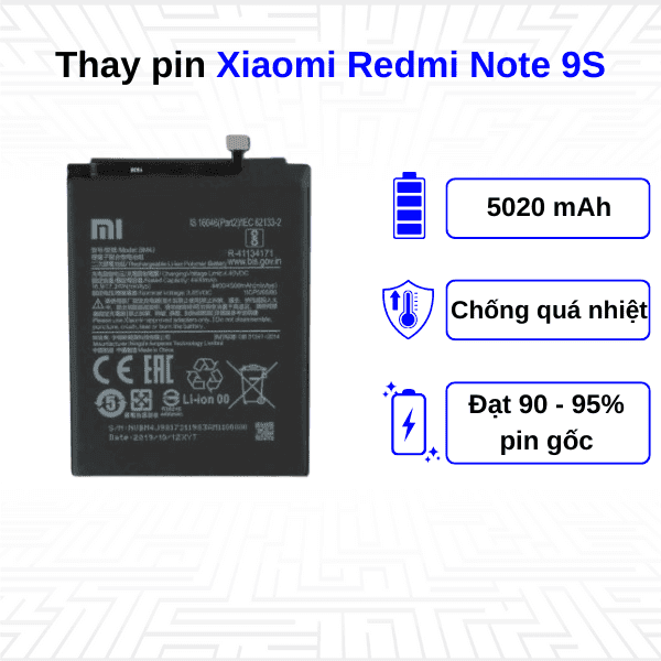 Thay pin điện thoại Xiaomi Redmi Note 9S