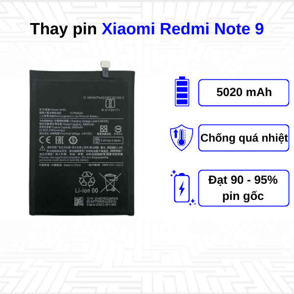 Thay pin điện thoại Xiaomi Redmi Note 9