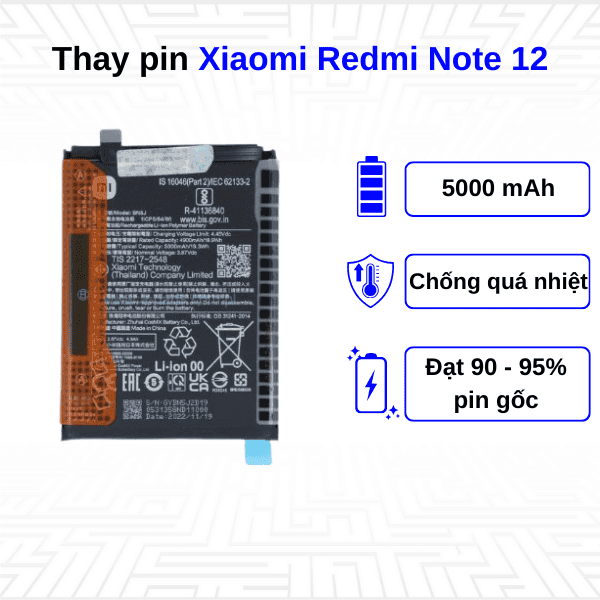 Thay pin điện thoại Xiaomi Redmi Note 12