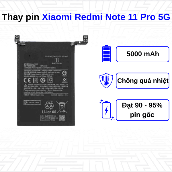 Thay pin điện thoại Xiaomi Redmi Note 11 Pro 5G