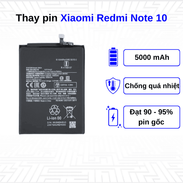 Thay pin điện thoại Xiaomi Redmi Note 10