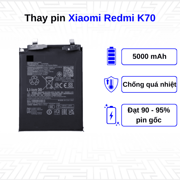 Thay pin điện thoại Xiaomi Redmi K70