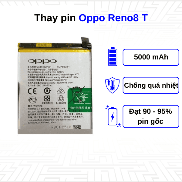 Thay pin điện thoại Oppo Reno8 T