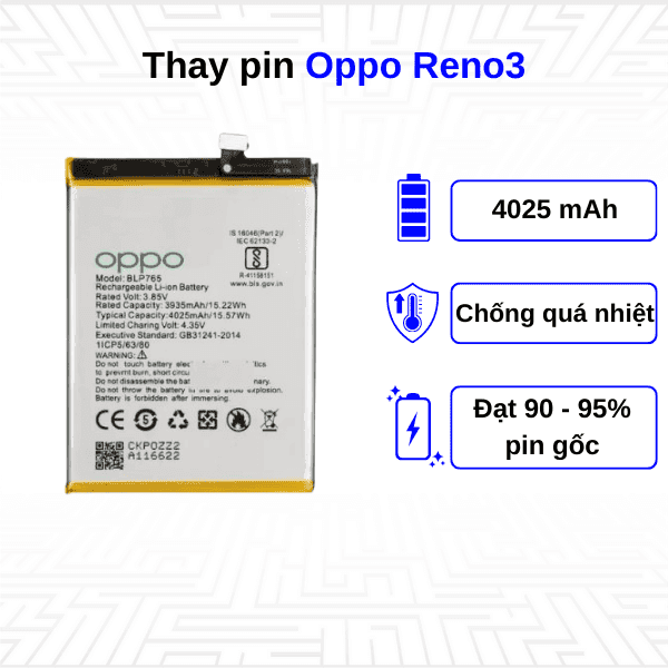 Thay pin điện thoại Oppo Reno3