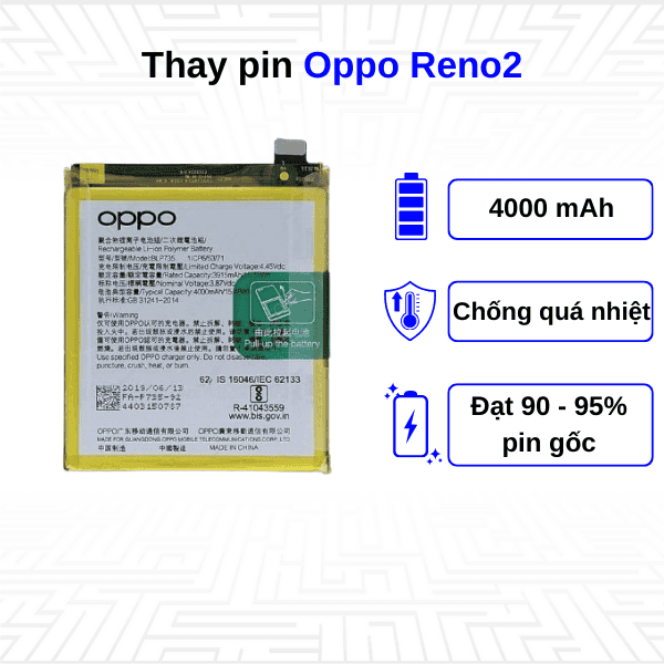 Thay pin điện thoại Oppo Reno2