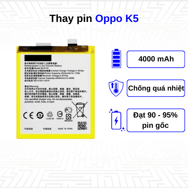 Thay pin điện thoại Oppo K5