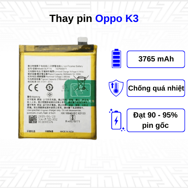 Thay pin điện thoại Oppo K3