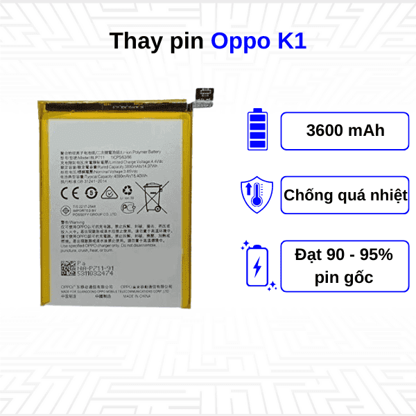 Thay pin điện thoại Oppo K1