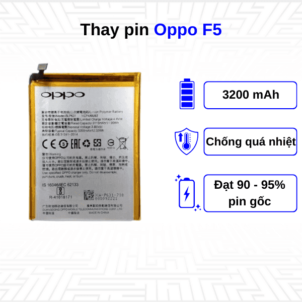 Thay pin điện thoại Oppo F5