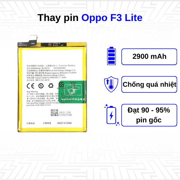 Thay pin điện thoại Oppo F3 Lite
