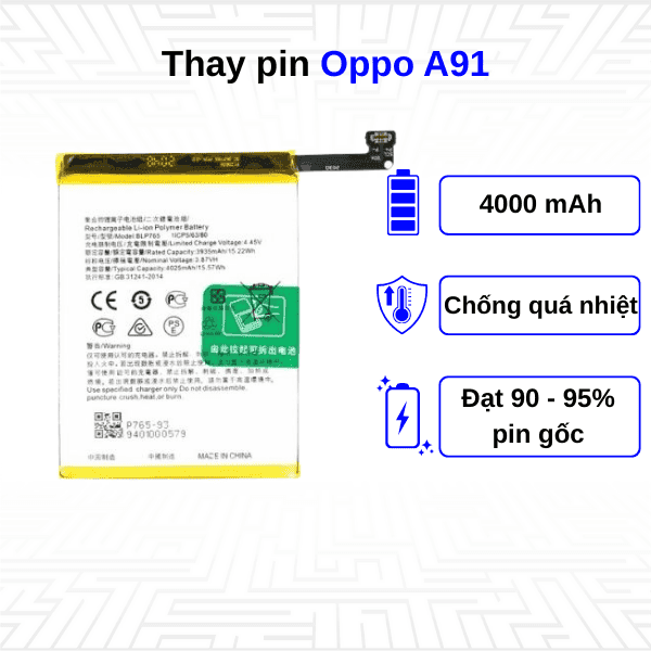 Thay pin điện thoại Oppo A91