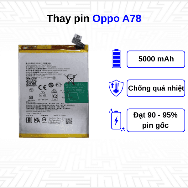 Thay pin điện thoại Oppo A78