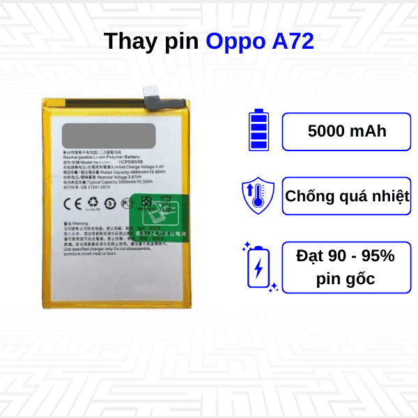 Thay pin điện thoại Oppo A72