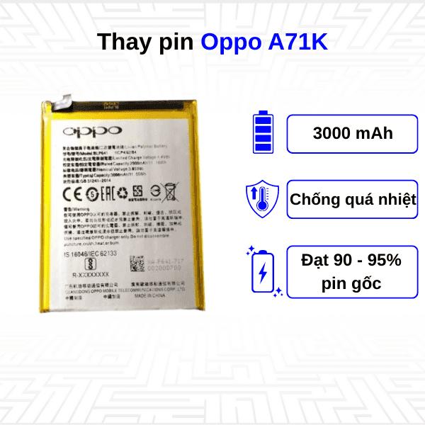 Thay pin điện thoại Oppo A71K