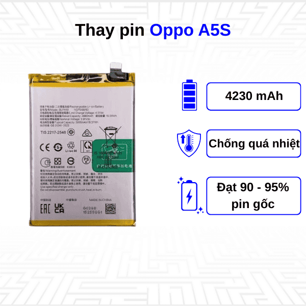 Thay pin điện thoại Oppo A5s