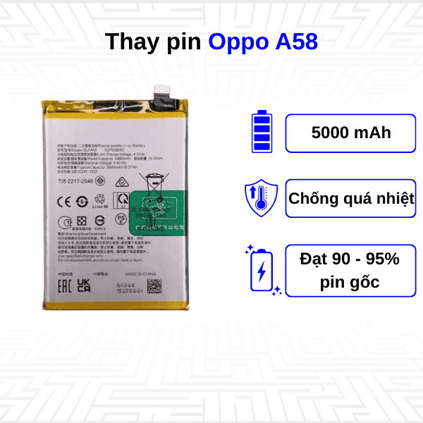 Thay pin điện thoại Oppo A58