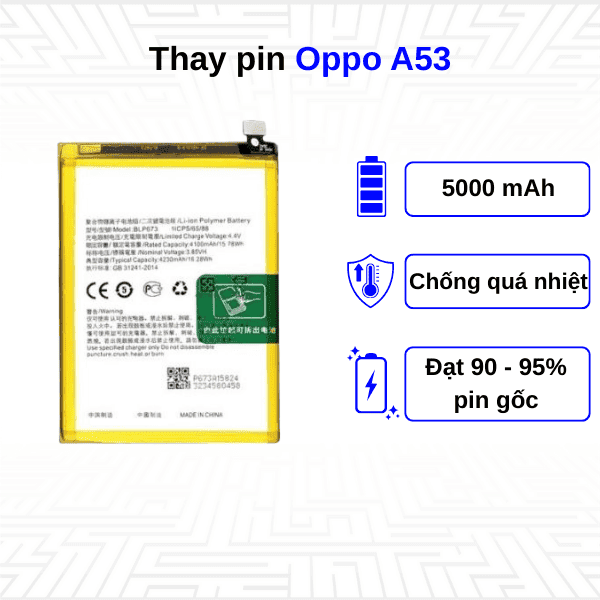 Thay pin điện thoại Oppo A53