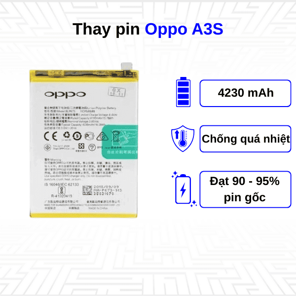 Thay pin điện thoại Oppo A3s