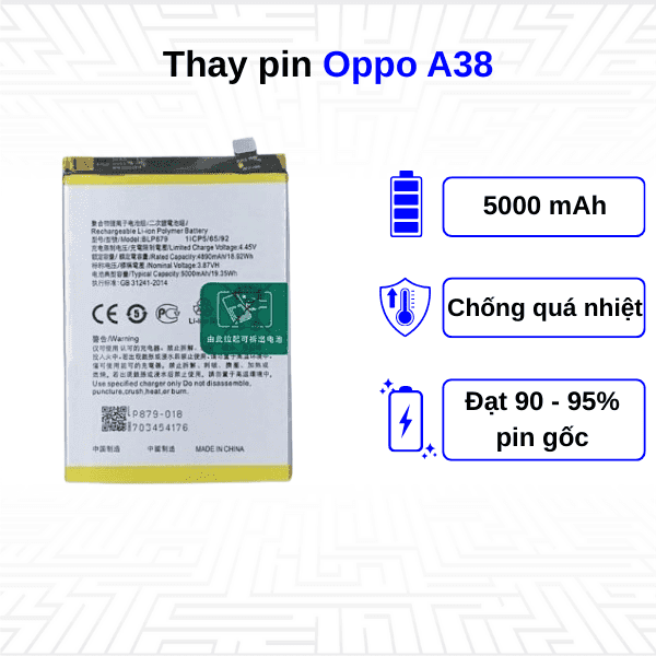 Thay pin điện thoại Oppo A38
