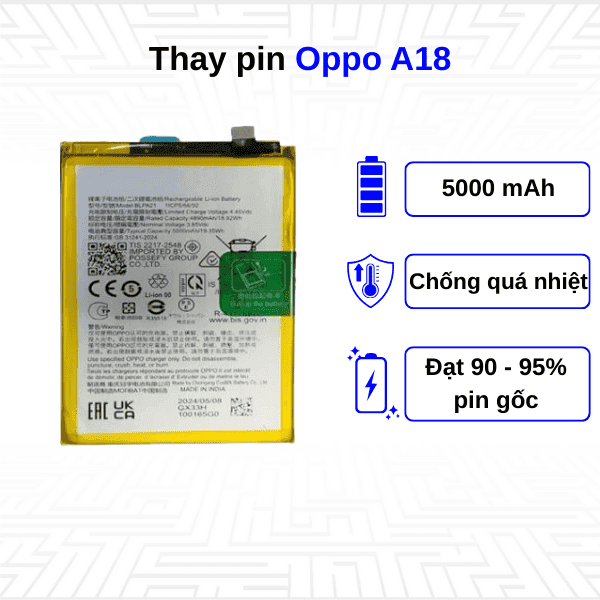 Thay pin điện thoại Oppo A18