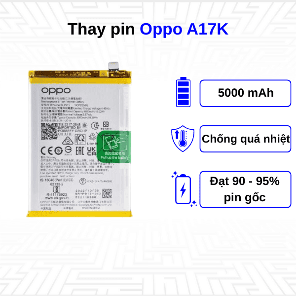 Thay pin điện thoại Oppo A17K