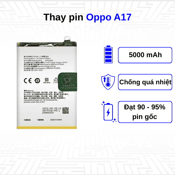 Thay pin điện thoại Oppo A17