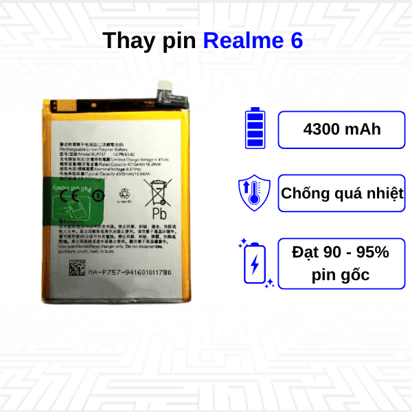 Thay pin điện thoại Realme 6