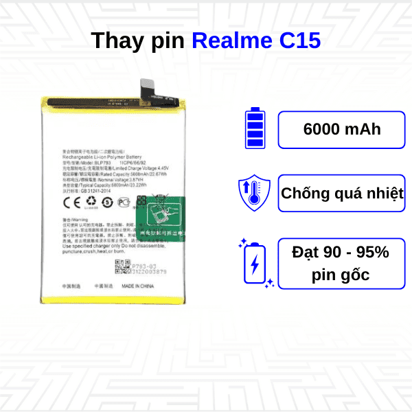 Thay pin điện thoại Realme C15