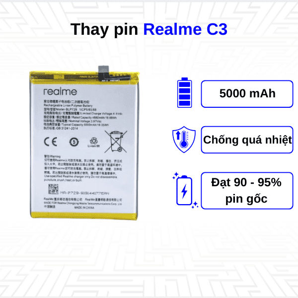 Thay pin điện thoại Realme C3