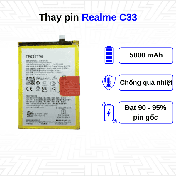 Thay pin điện thoại Realme C33