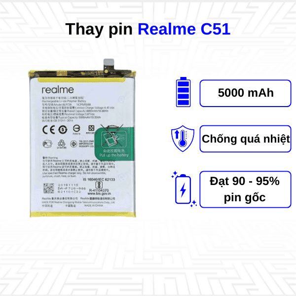 Thay pin điện thoại Realme C51