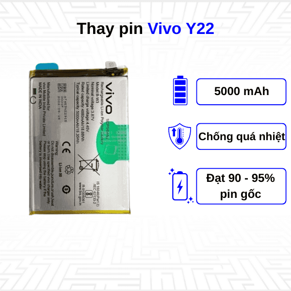 Thay pin điện thoại Vivo Y22