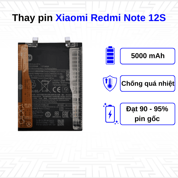 Thay pin điện thoại Xiaomi Redmi Note 12S