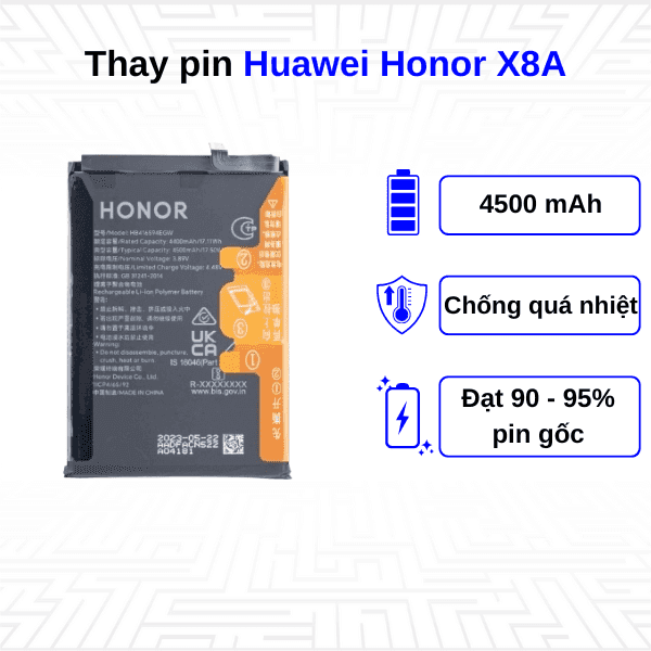Thay pin điện thoại Huawei Honor X8A