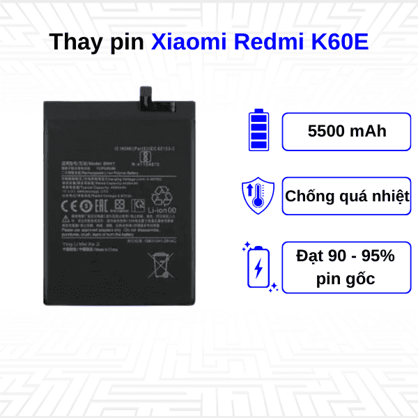 Thay pin điện thoại Xiaomi Redmi K60E