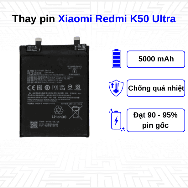 Thay pin điện thoại Xiaomi Redmi K50 Ultra