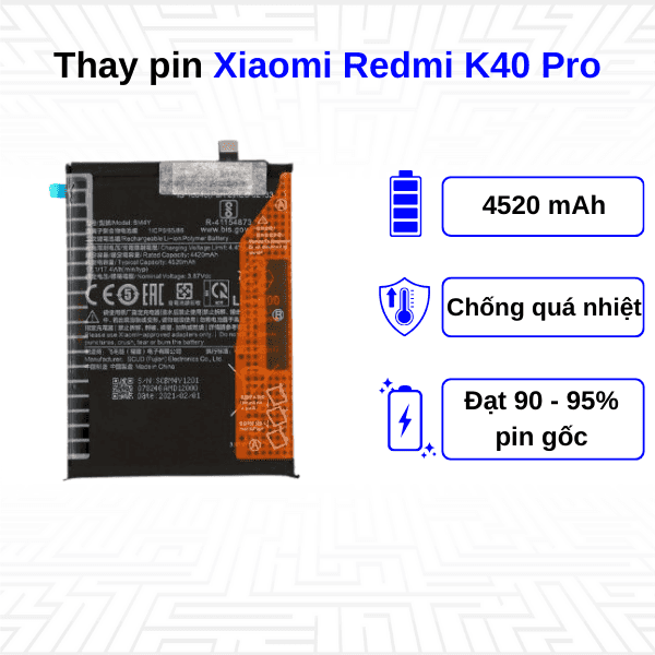 Thay pin điện thoại Xiaomi Redmi K40 Pro