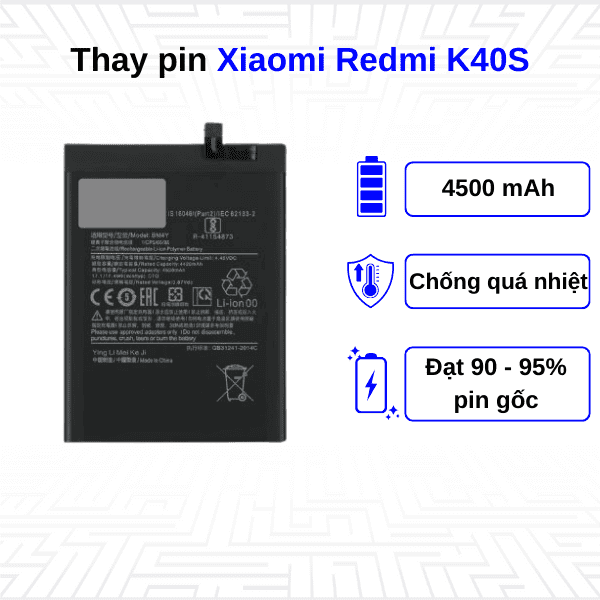 Thay pin điện thoại Xiaomi Redmi K40S