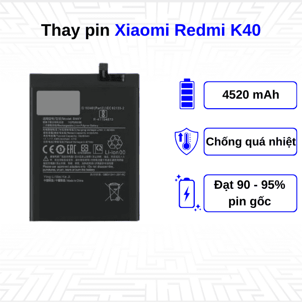 Thay pin điện thoại Xiaomi Redmi K40