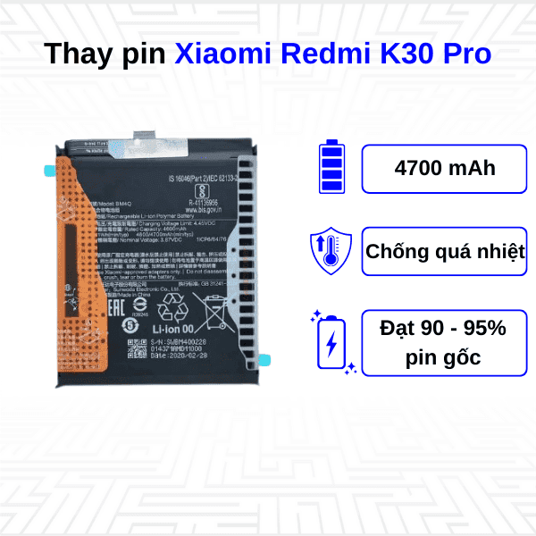 Thay pin điện thoại Xiaomi Redmi K30 Pro