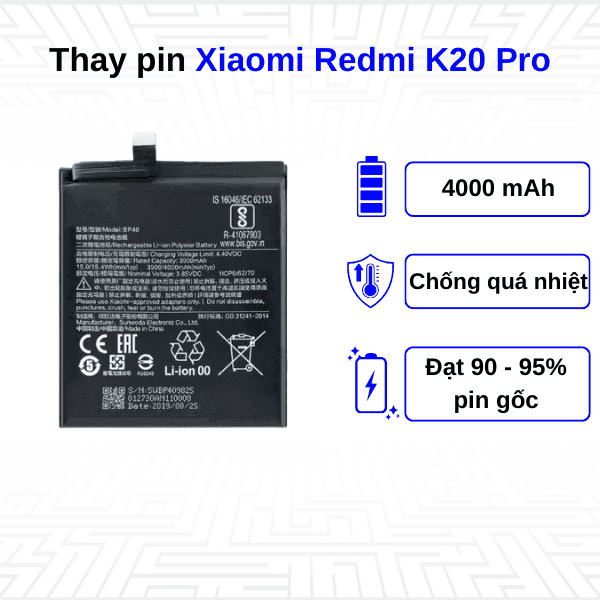 Thay pin điện thoại Xiaomi Redmi K20 Pro