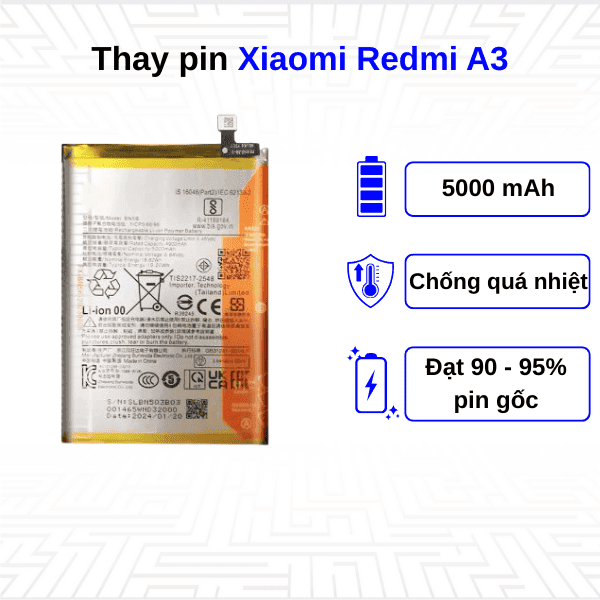Thay pin điện thoại Xiaomi Redmi A3